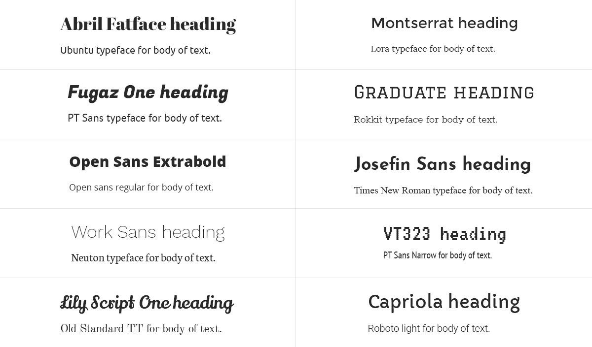 Typography Fonts Pairings For Newspaper Theme