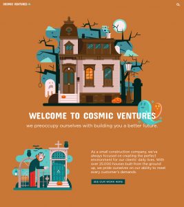 Cosmic Ventures Construction Company Halloween Landing Page