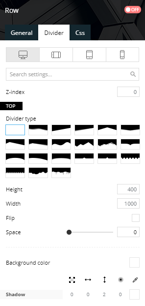 Choose between the various dividers