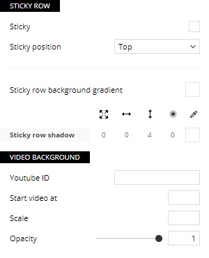 Video Background Settings for Rows